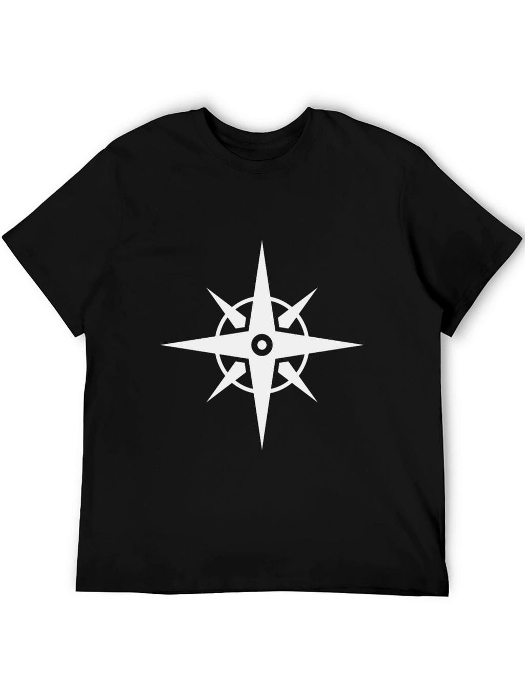 Black T-Shirt with Compass Design