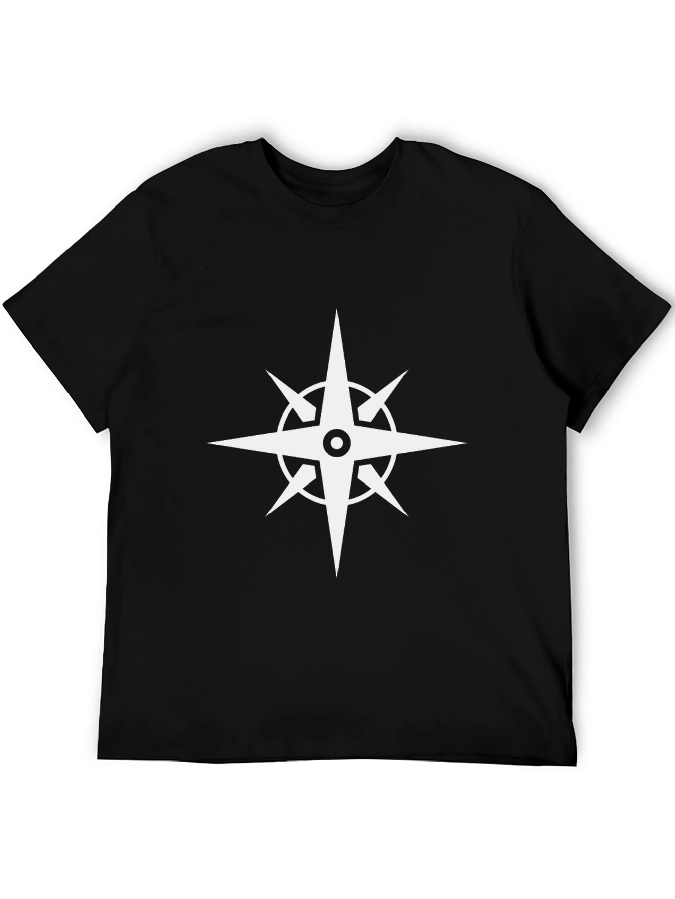 Black T-Shirt with Compass Design