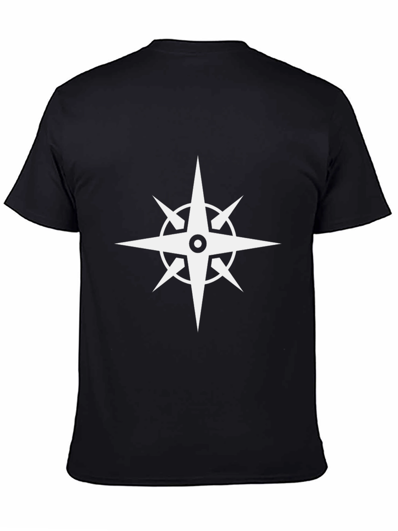 Black T-Shirt with Compass Design