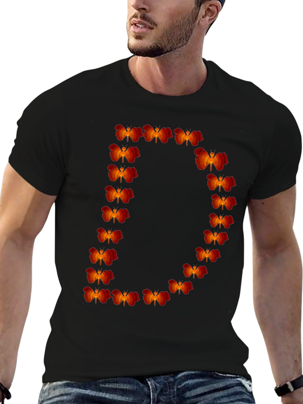 Unique D Dragonfly Graphic Tee - Black