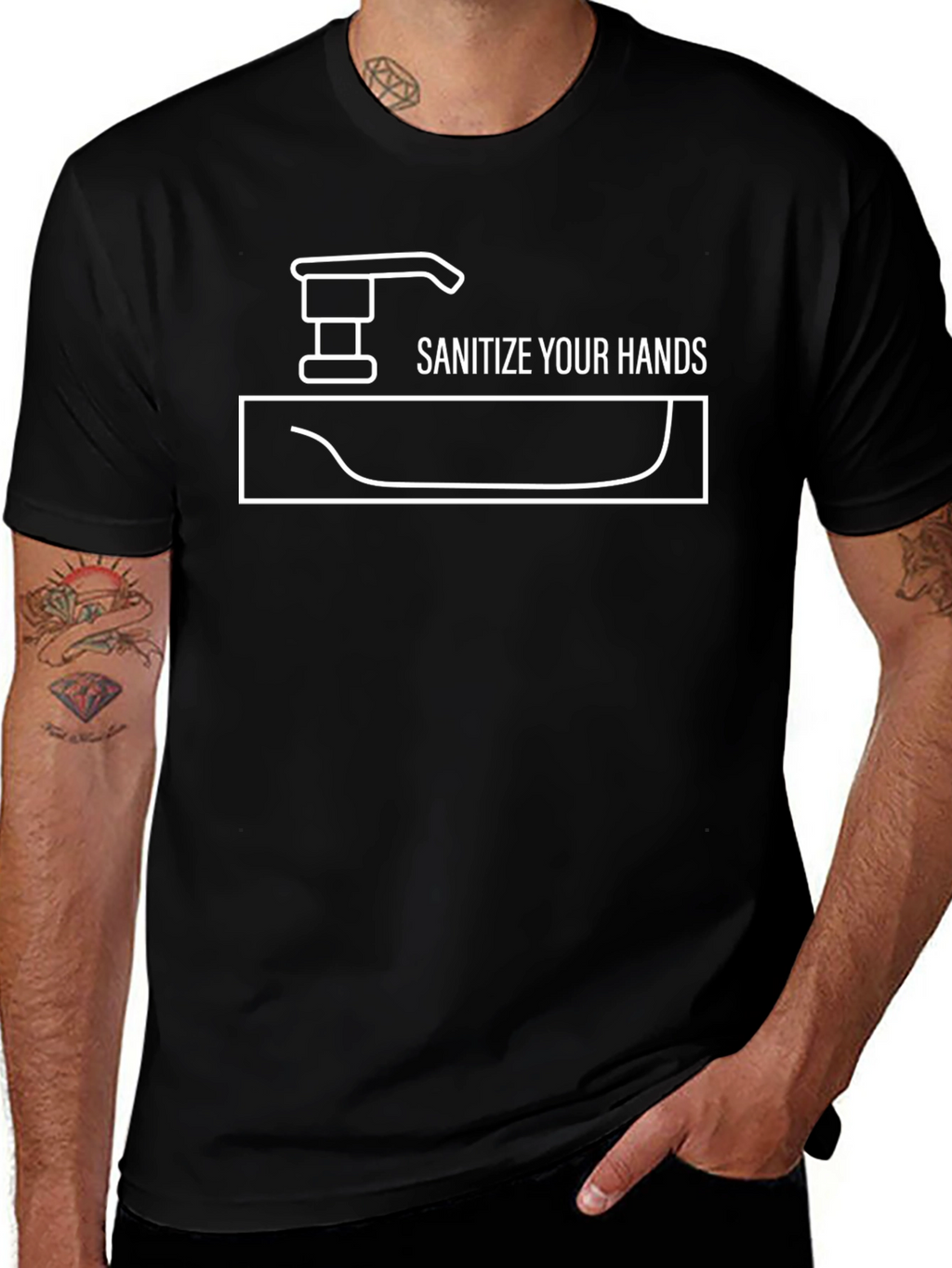 Sanitize Your Hands Graphic Tee - Black