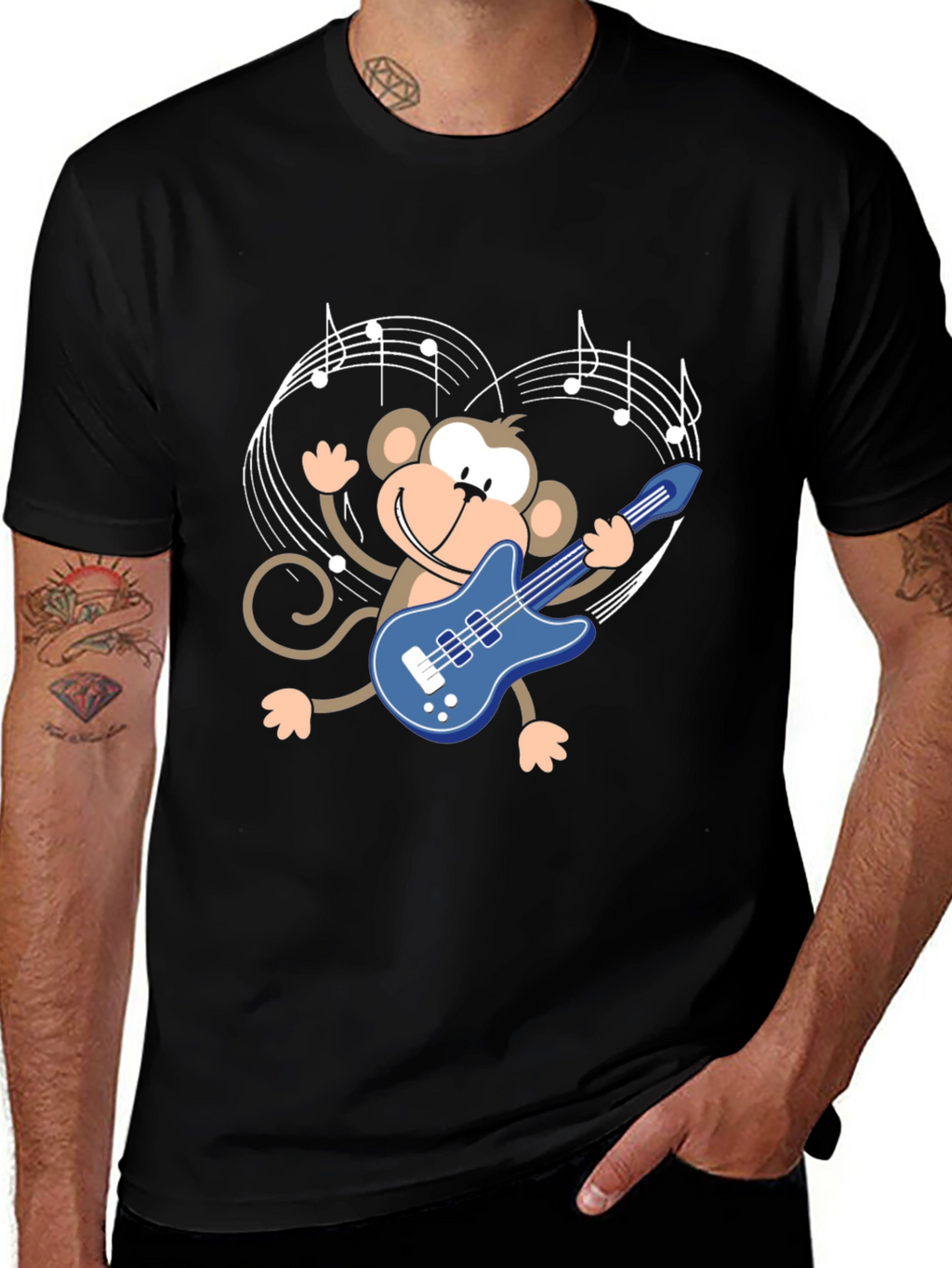 Monkey Guitarist Graphic Tee - Black