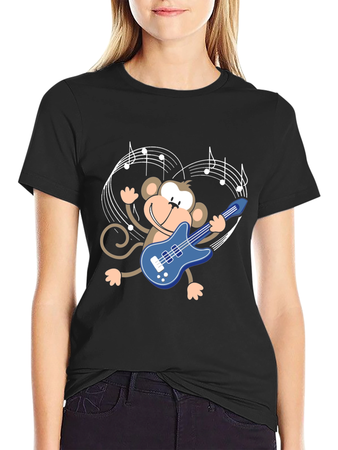 Monkey Guitarist Graphic Tee - Black