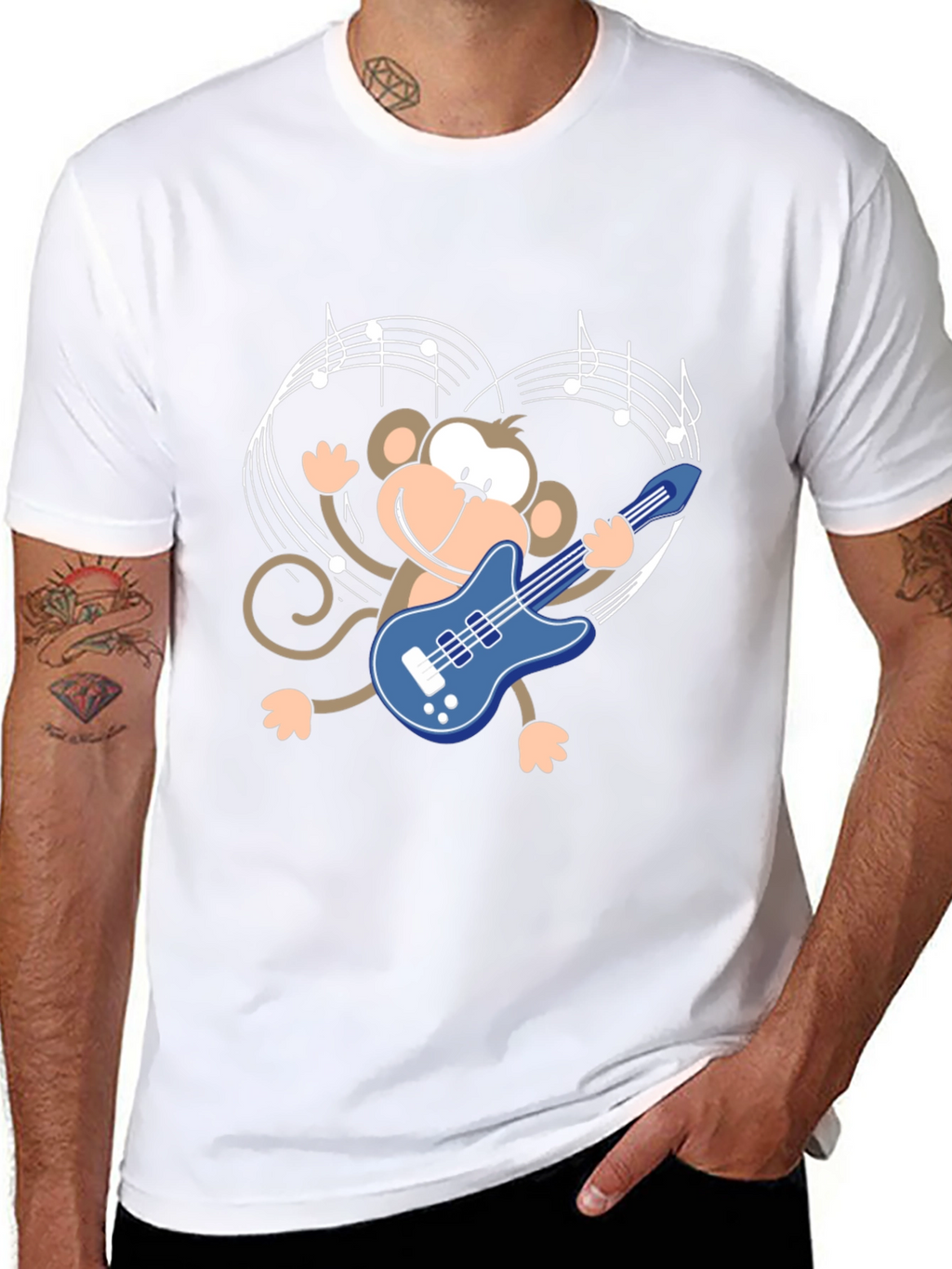 Monkey Guitarist Graphic Tee - Black