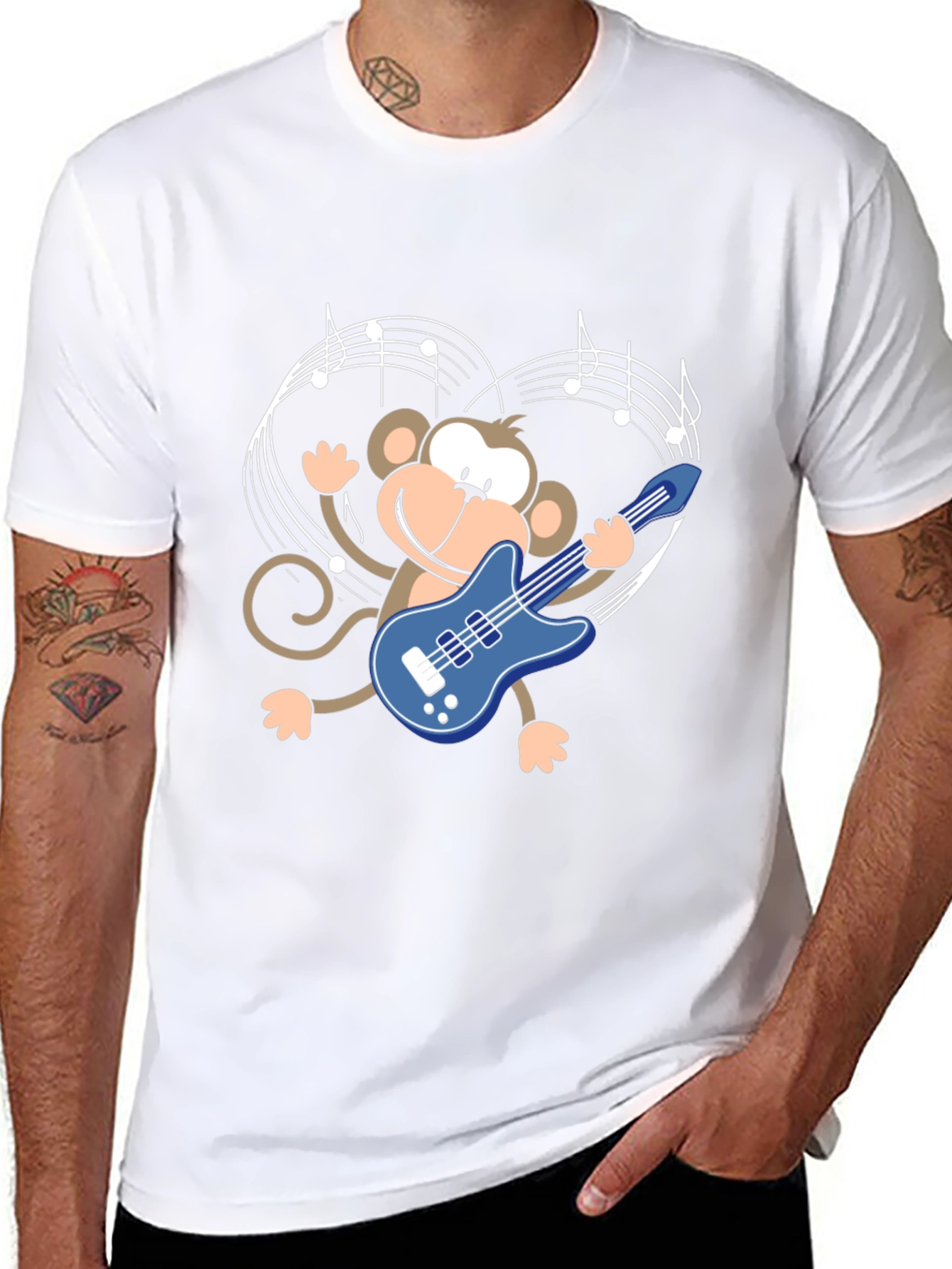 Monkey Guitarist Graphic Tee - Black