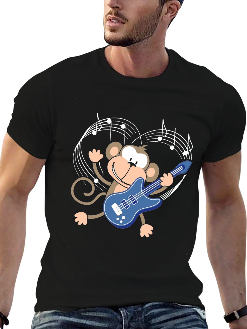 Monkey Guitarist Graphic Tee - Black