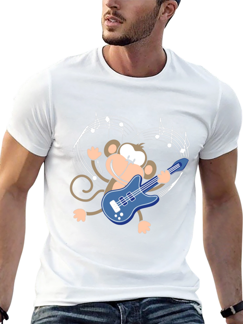 Monkey Guitarist Graphic Tee - Black
