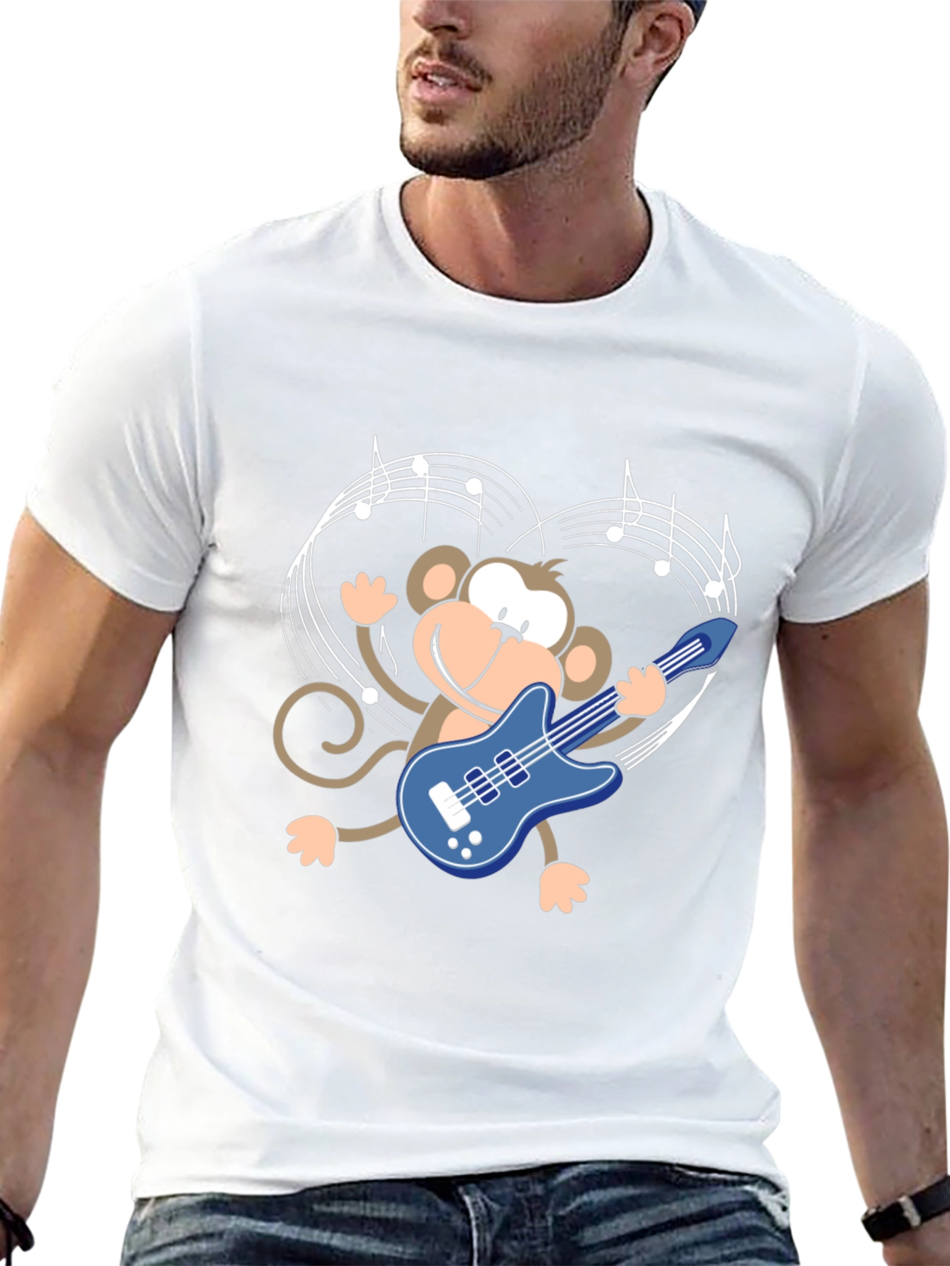Monkey Guitarist Graphic Tee - Black