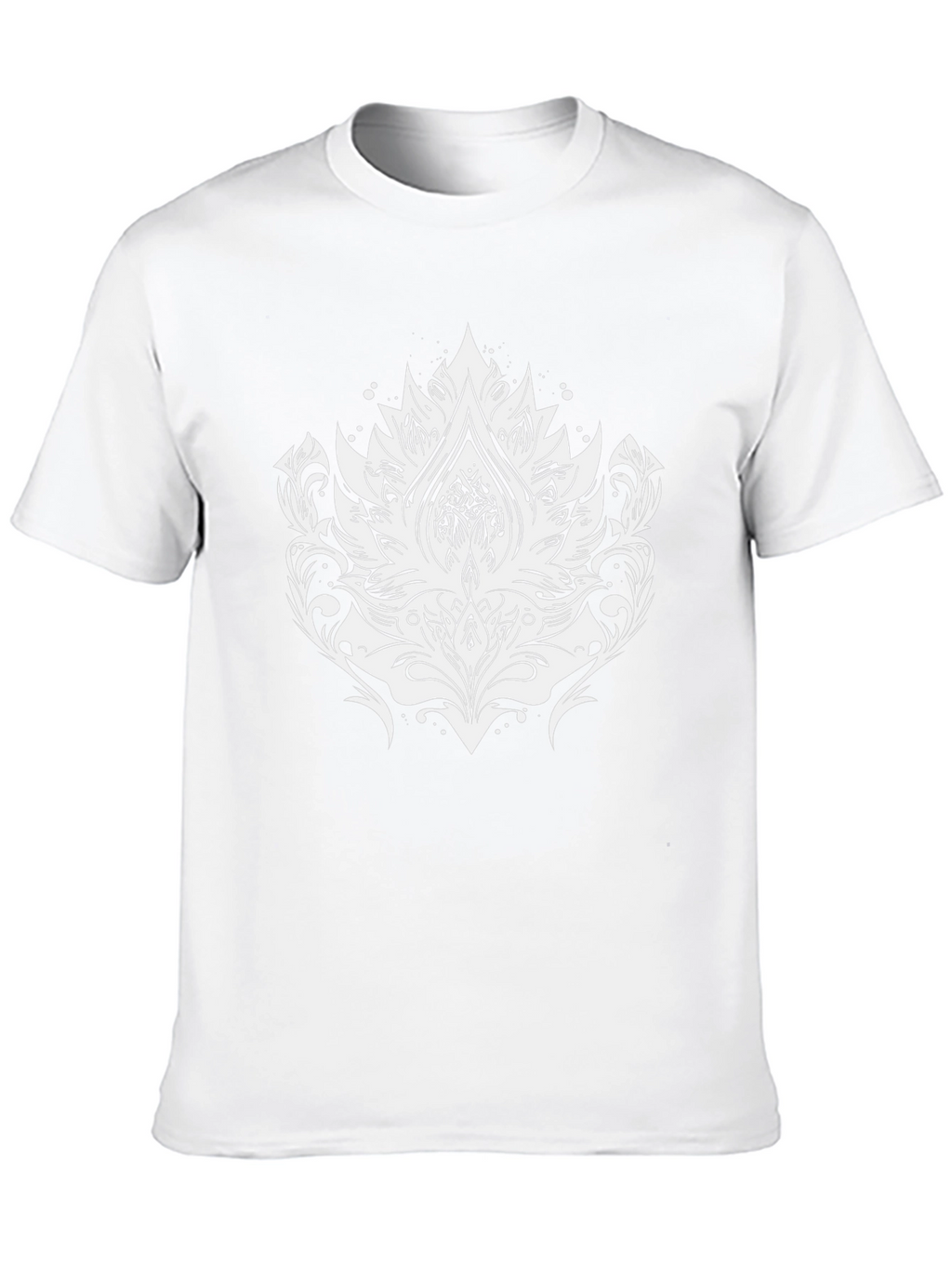 Black Tee with Elegant White Lotus Graphic