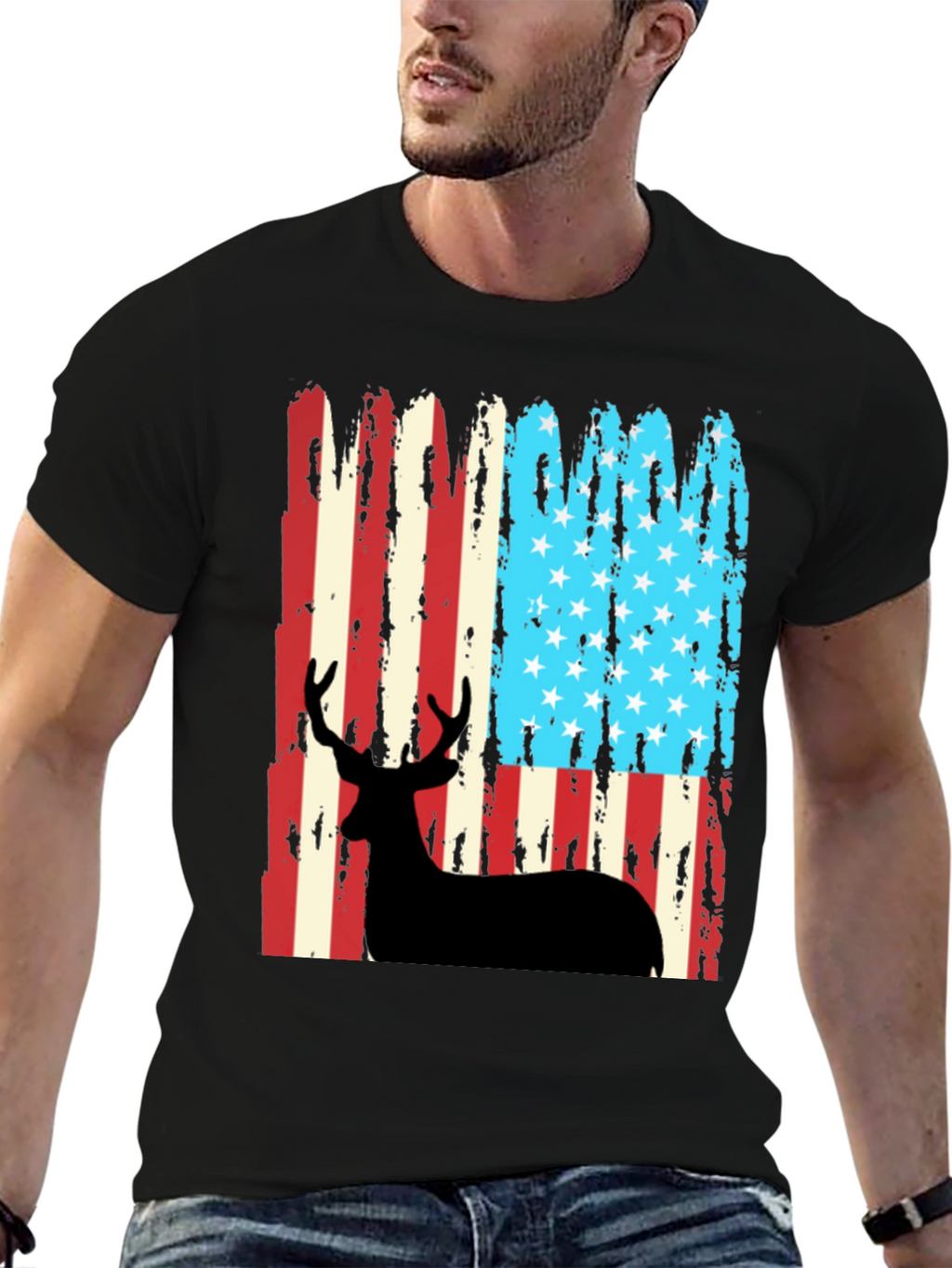 American Flag Deer Hunting T-Shirt