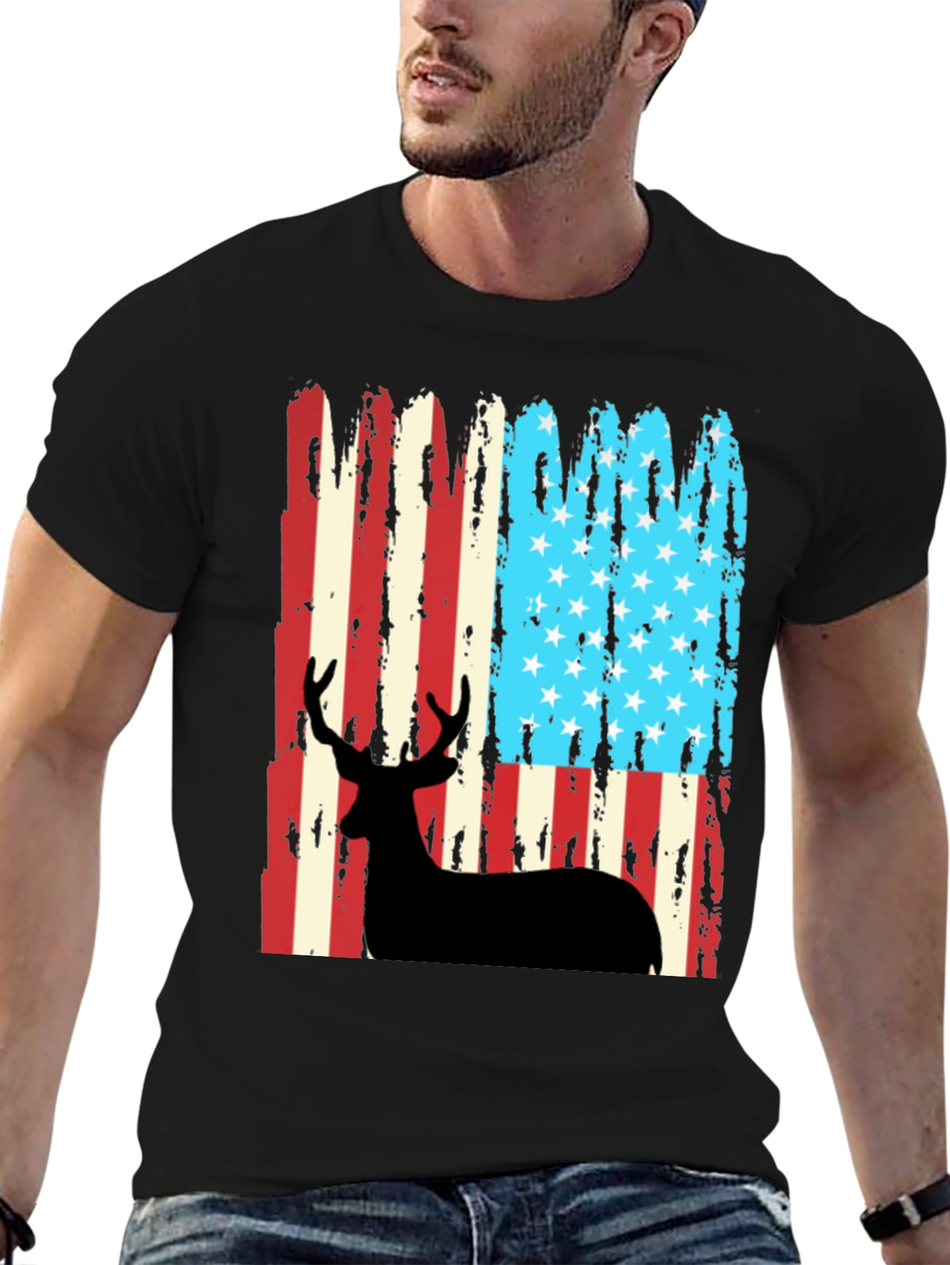 American Flag Deer Hunting T-Shirt