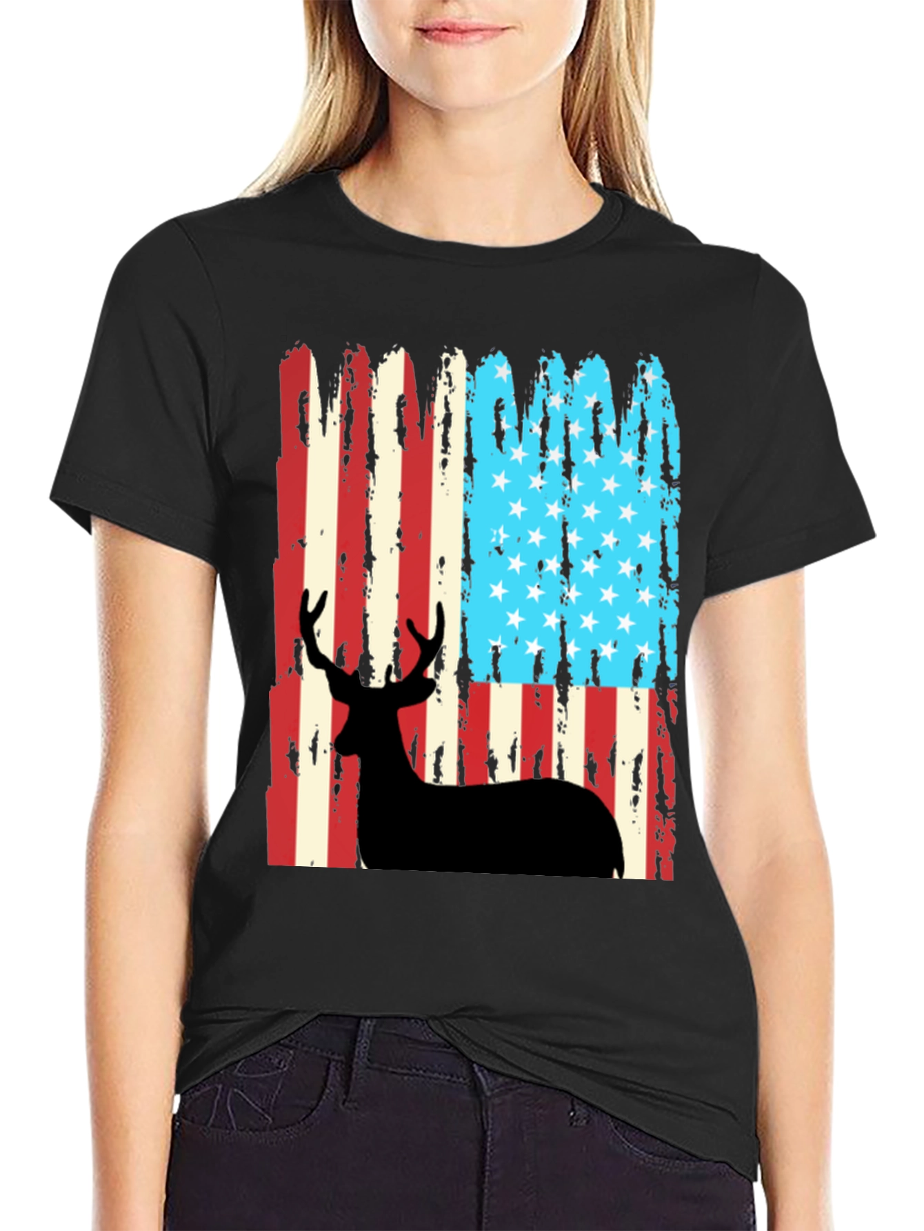 American Flag Deer Hunting T-Shirt