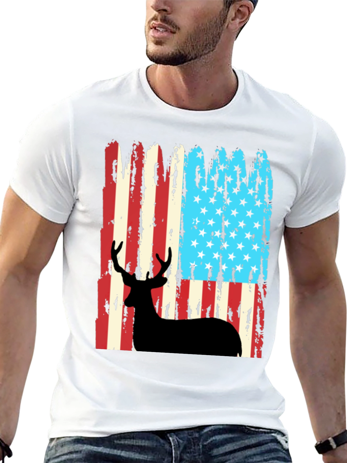 American Flag Deer Hunting T-Shirt