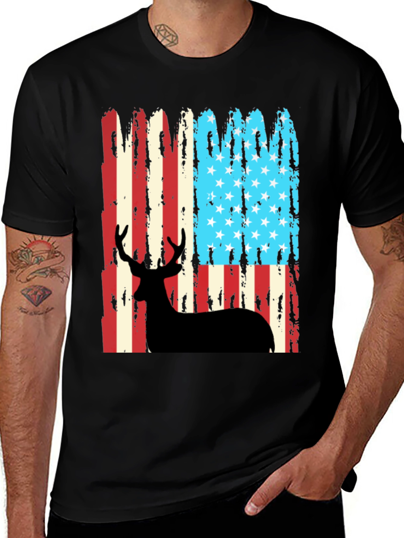 American Flag Deer Hunting T-Shirt