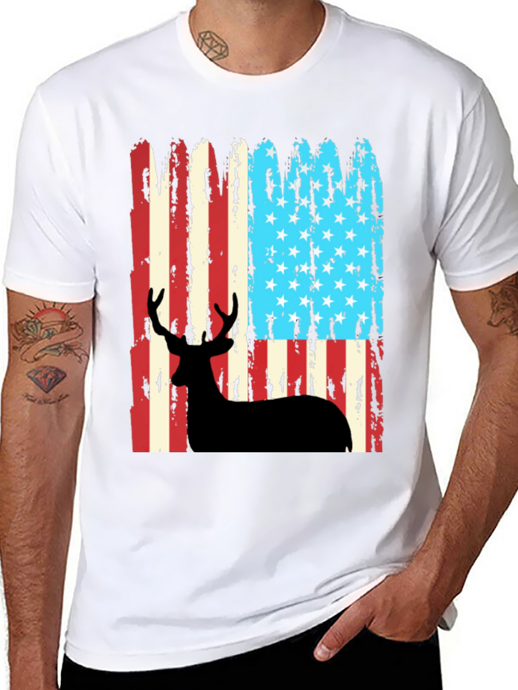 American Flag Deer Hunting T-Shirt