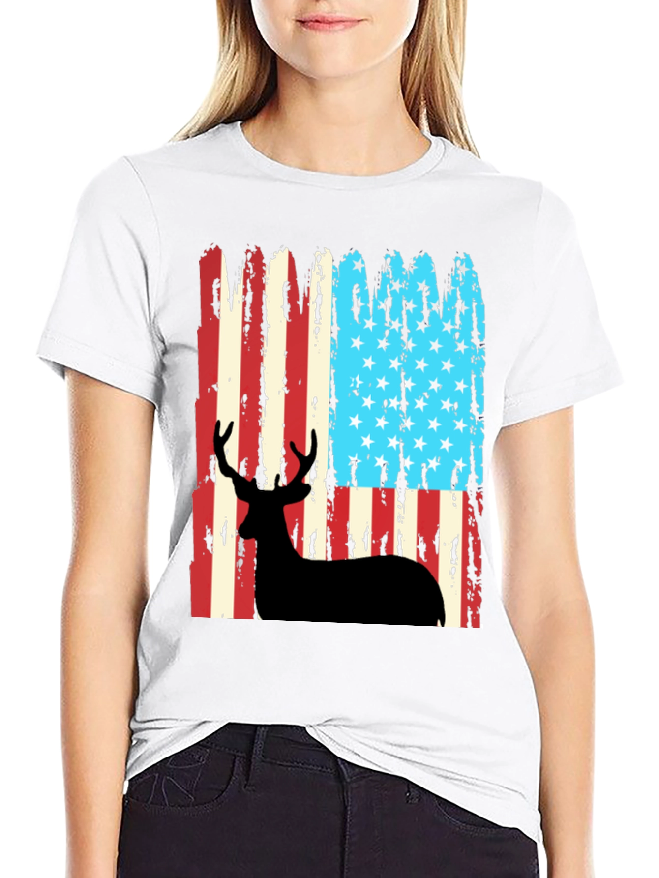 American Flag Deer Hunting T-Shirt