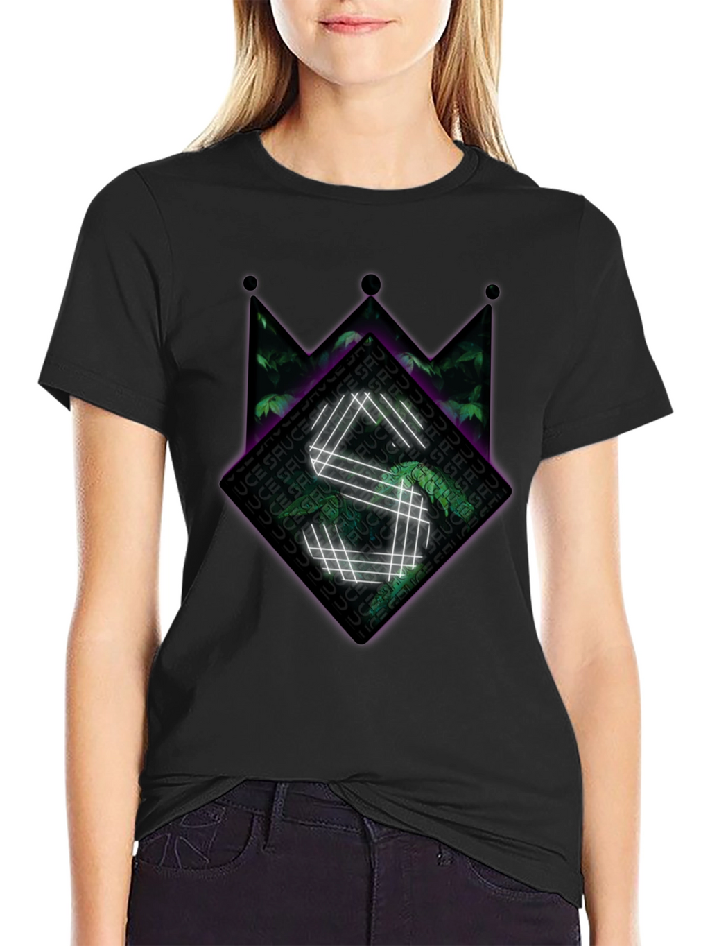 Sauce Crown Graphic Tee - Black Cotton Blend