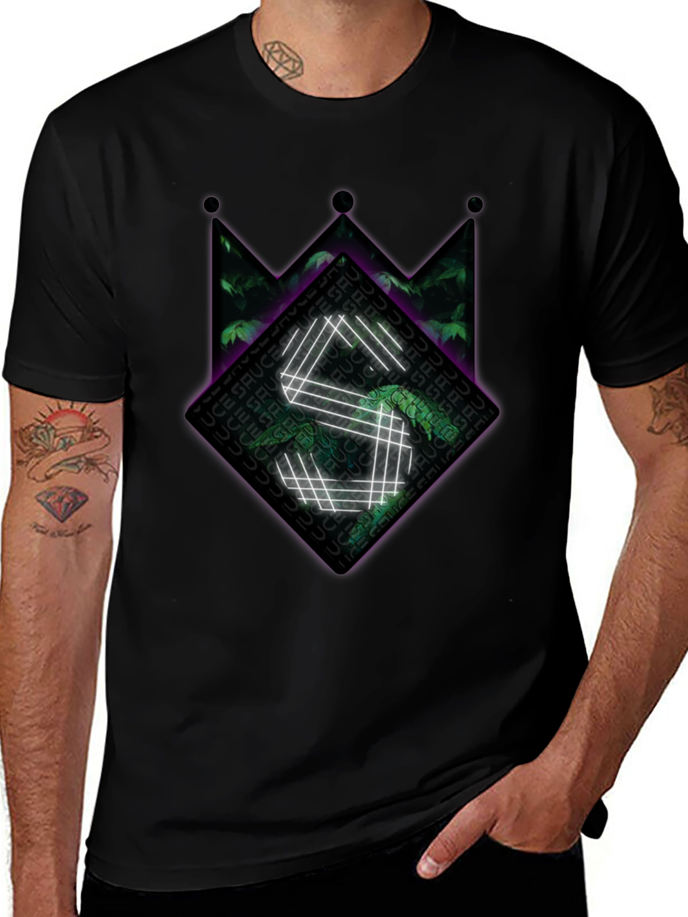 Sauce Crown Graphic Tee - Black Cotton Blend