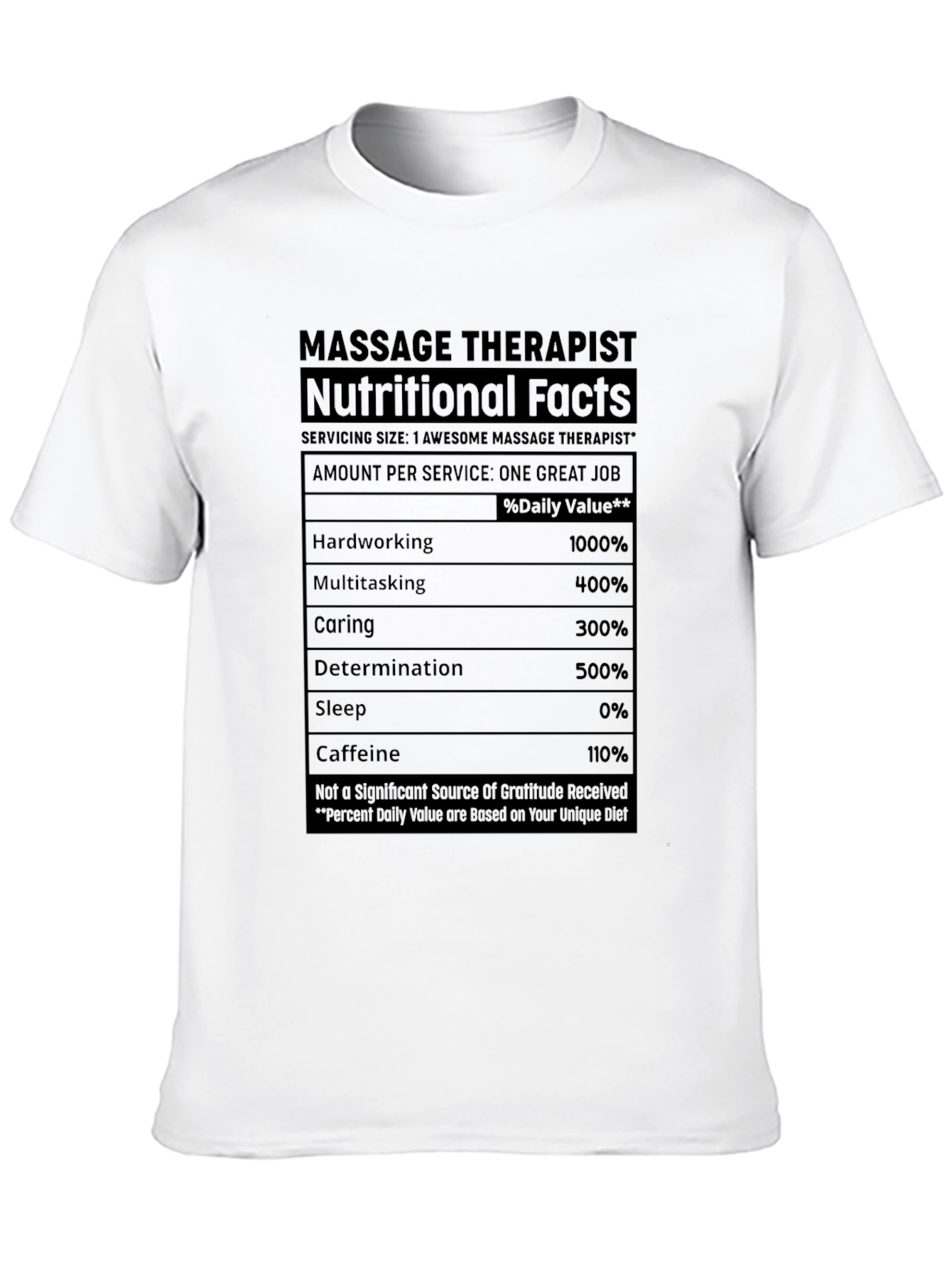 Massage Therapist Nutritional Facts T-Shirt