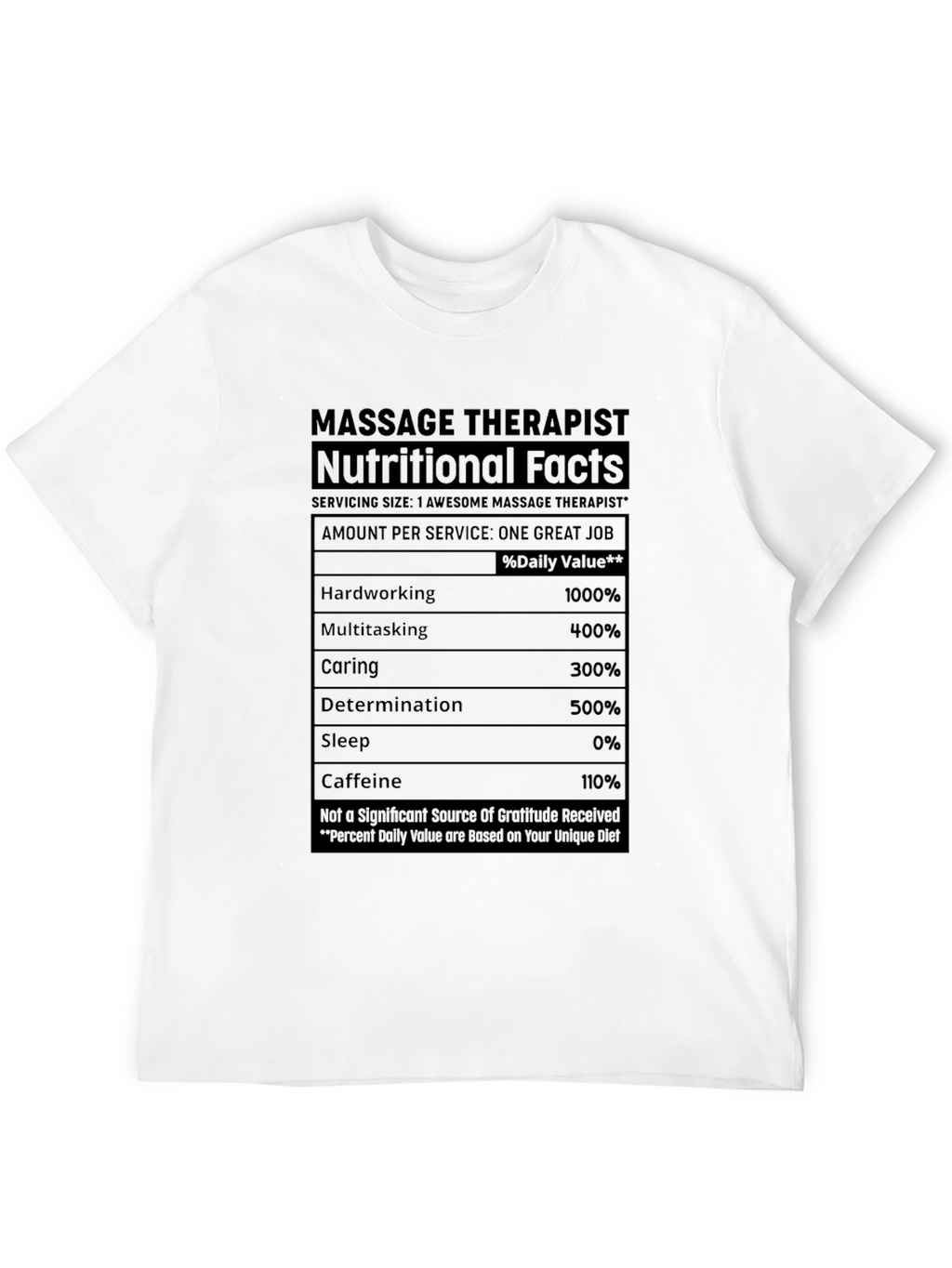 Massage Therapist Nutritional Facts T-Shirt