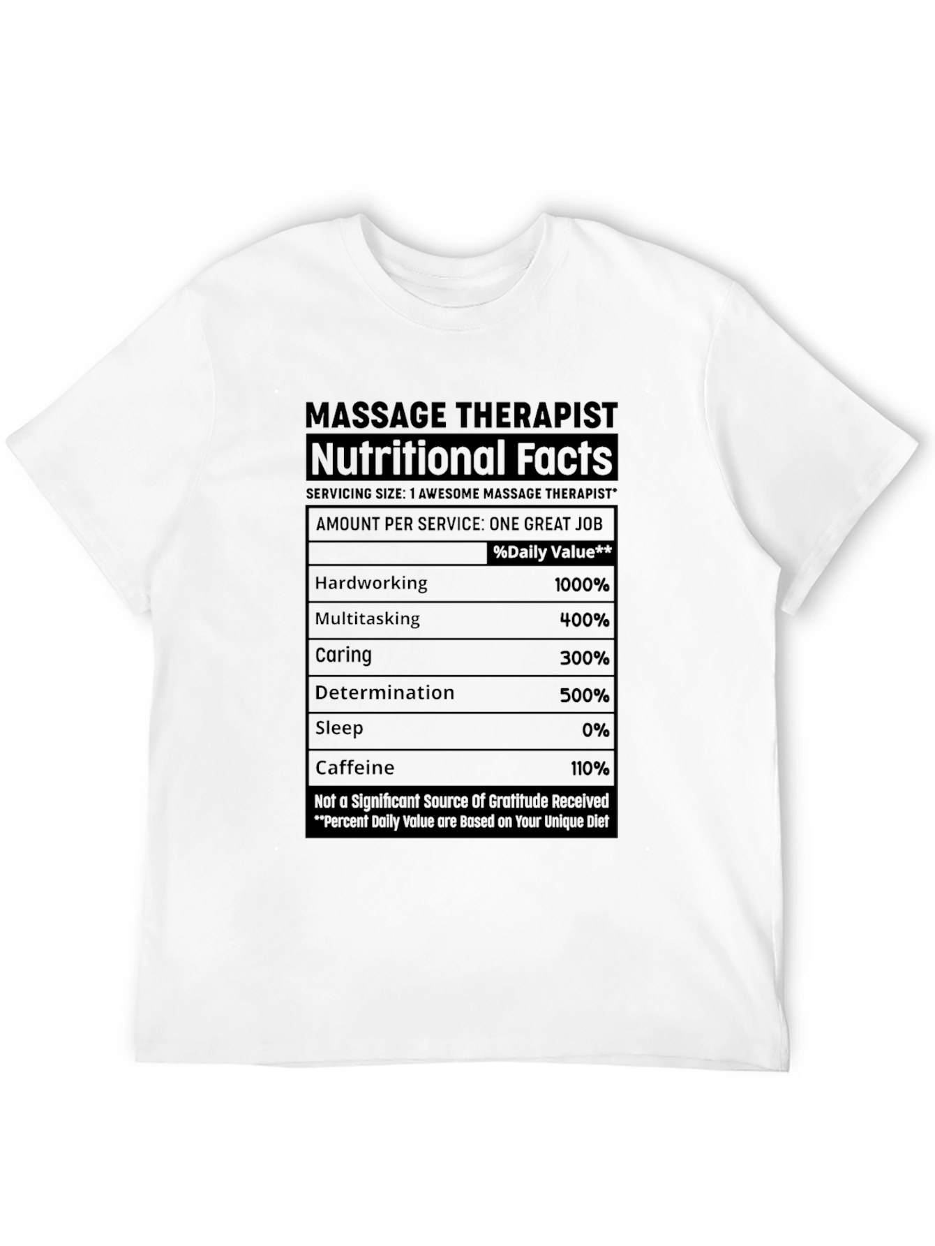 Massage Therapist Nutritional Facts T-Shirt