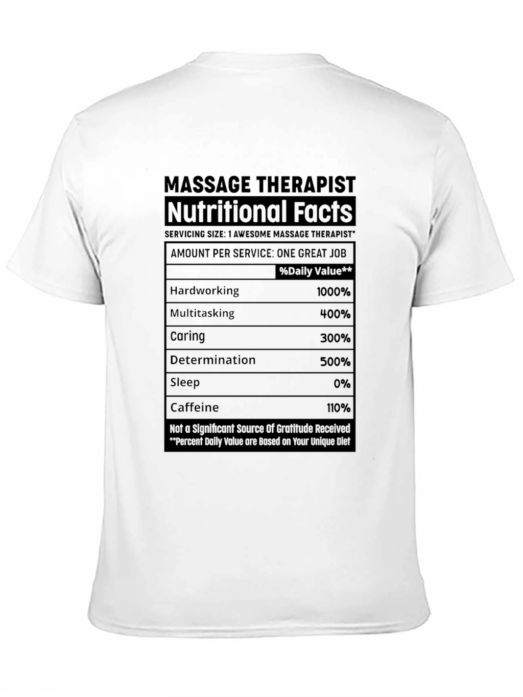 Massage Therapist Nutritional Facts T-Shirt