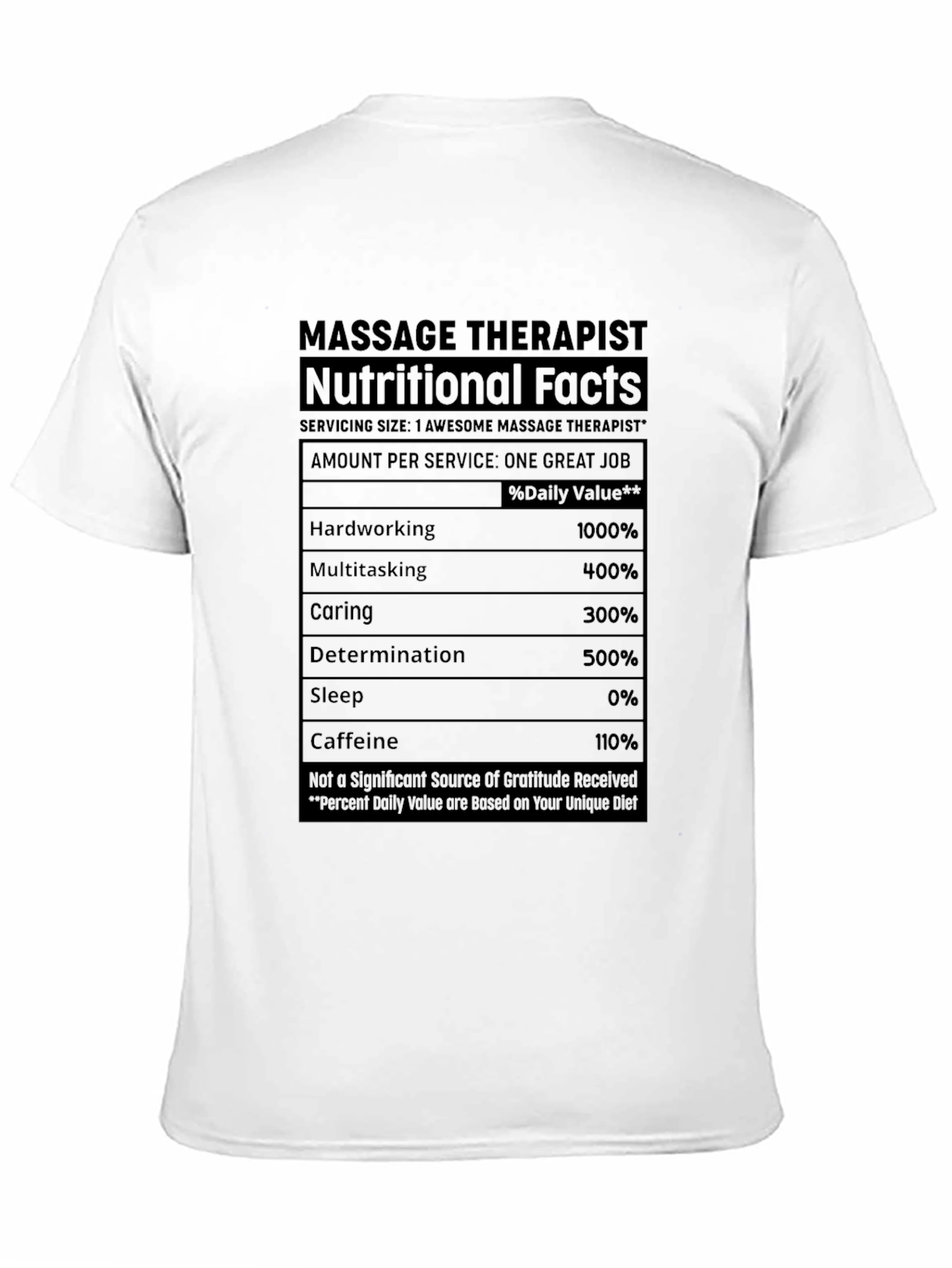 Massage Therapist Nutritional Facts T-Shirt