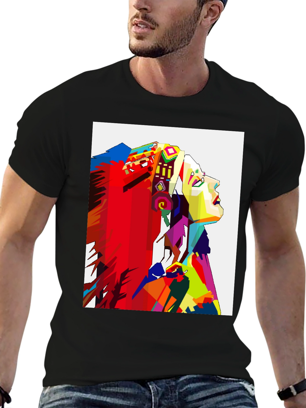 Abstract Native American Headdress Black T-Shirt