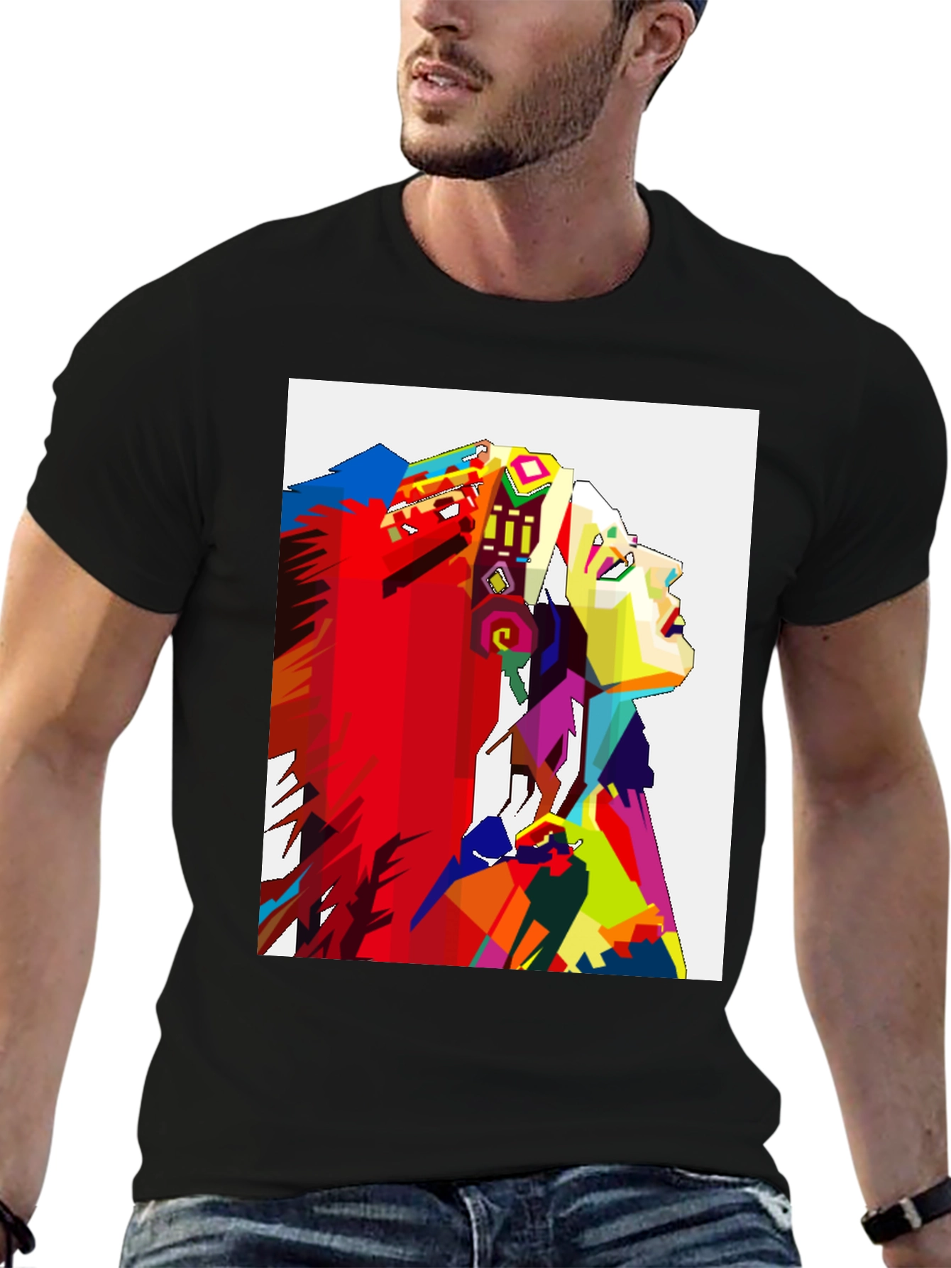 Abstract Native American Headdress Black T-Shirt