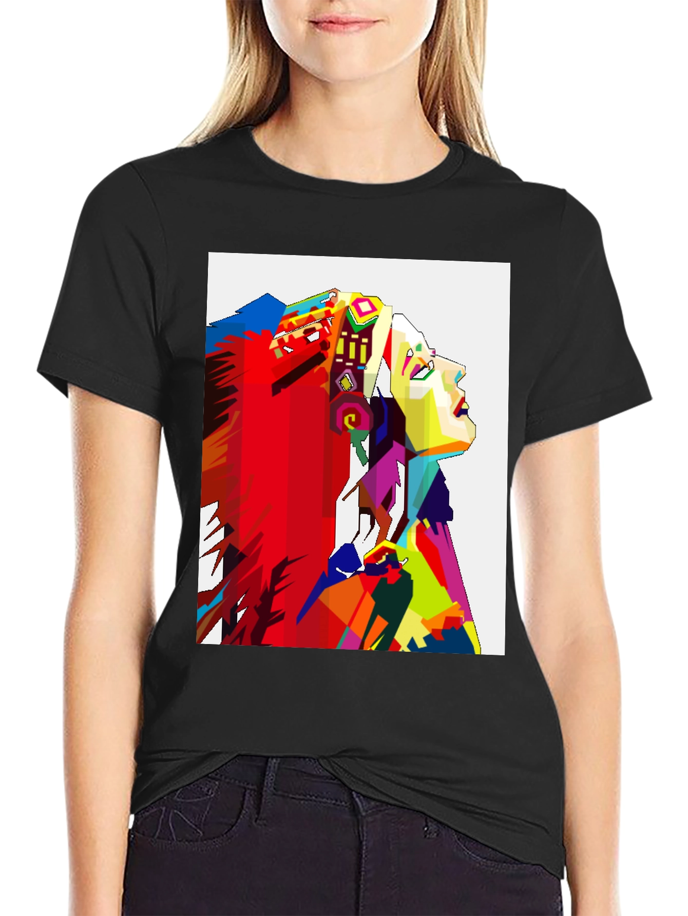 Abstract Native American Headdress Black T-Shirt