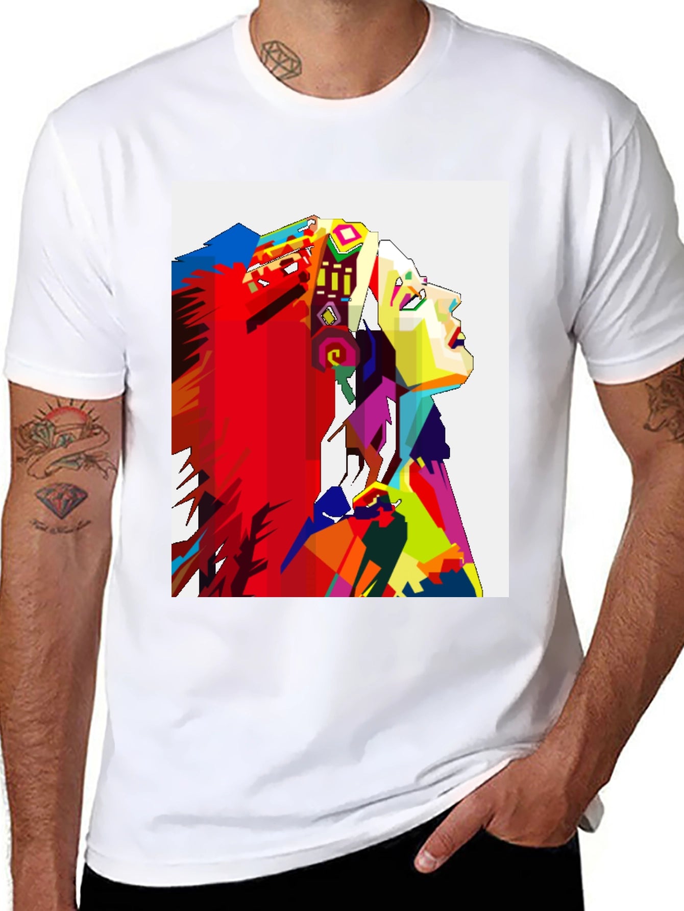 Abstract Native American Headdress Black T-Shirt