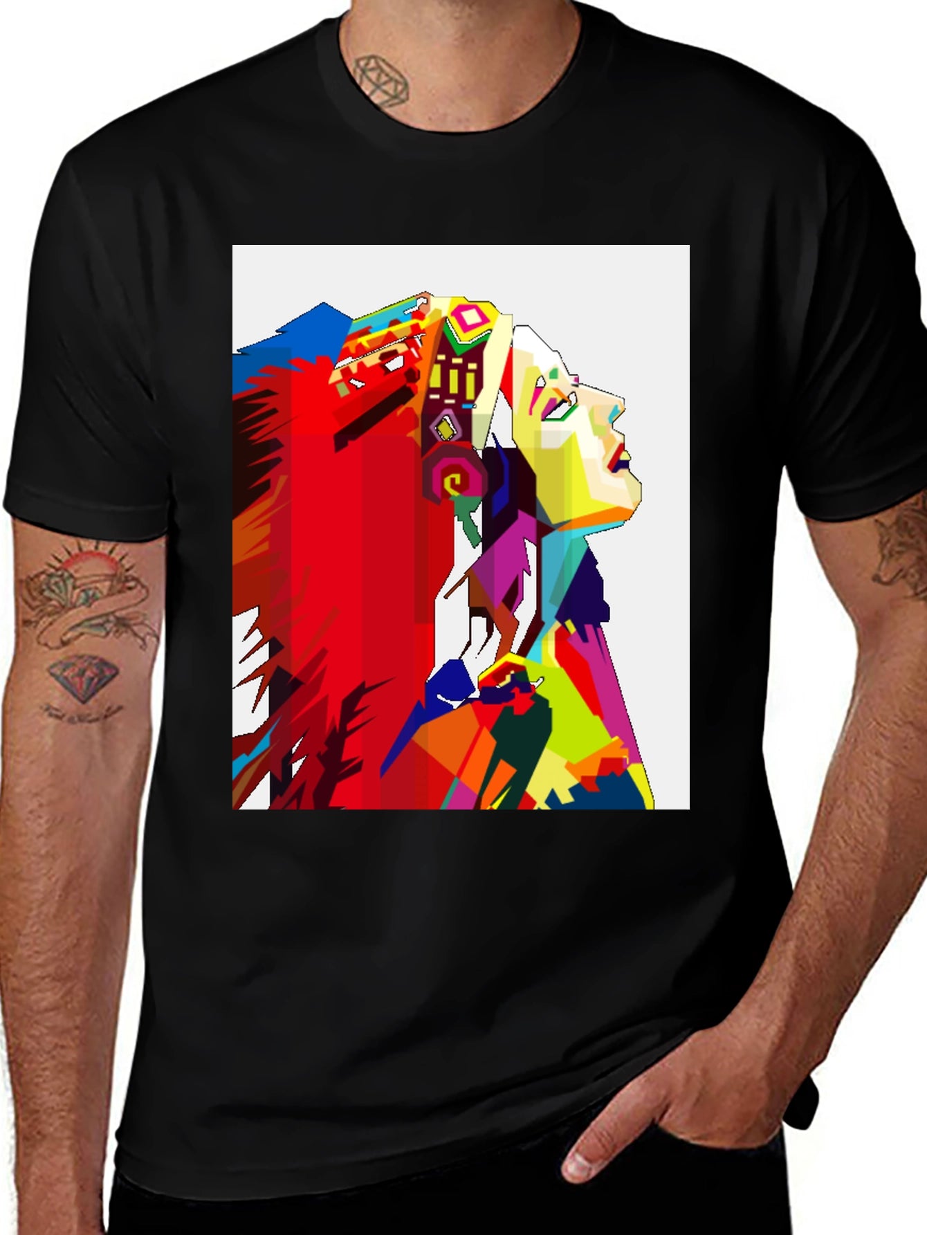 Abstract Native American Headdress Black T-Shirt