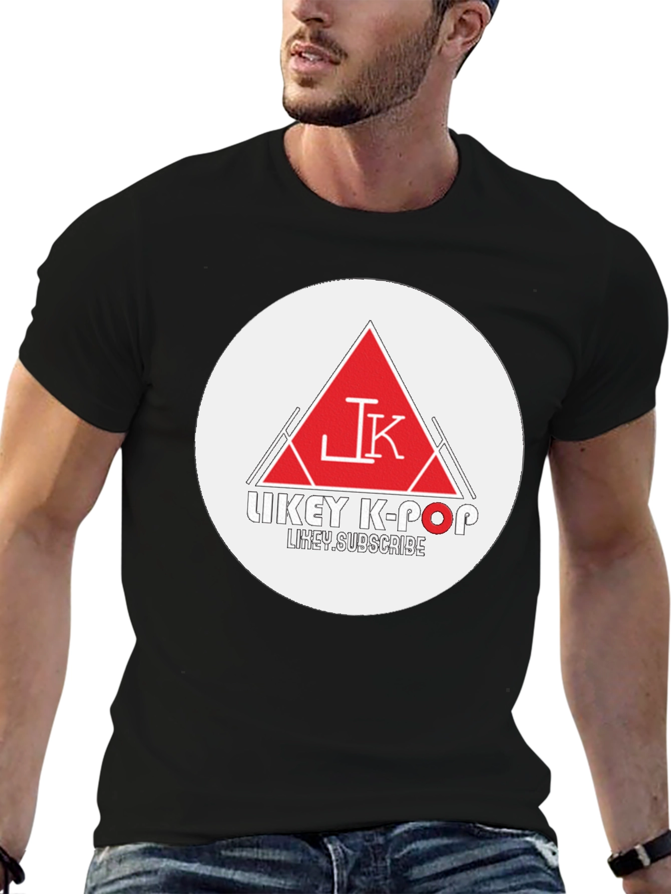 Trendy Black Graphic Tee - Likey K-Pop Design