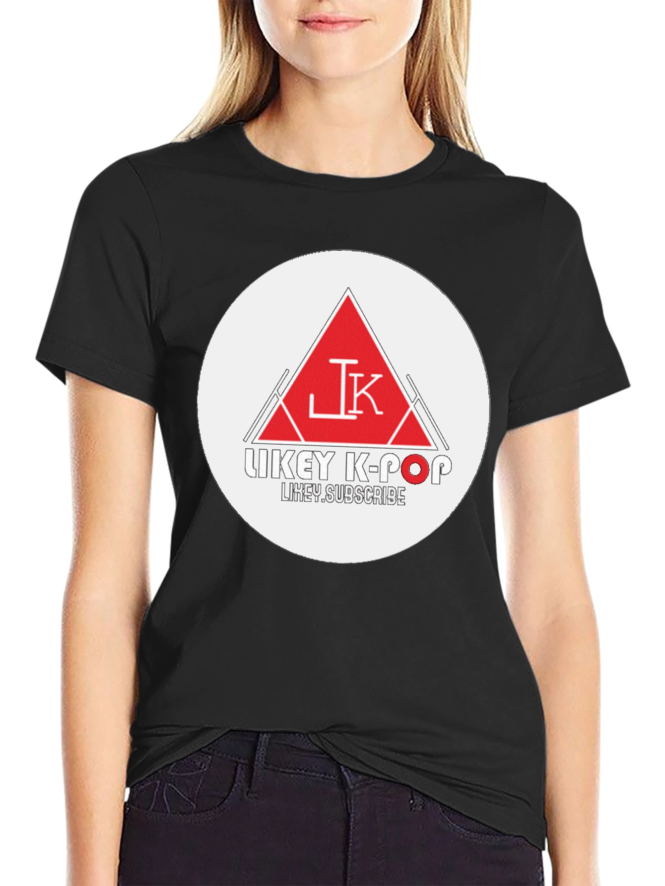 Trendy Black Graphic Tee - Likey K-Pop Design