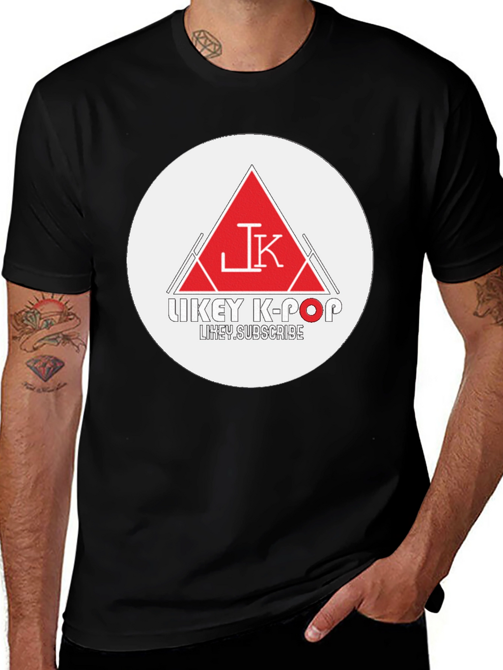 Trendy Black Graphic Tee - Likey K-Pop Design
