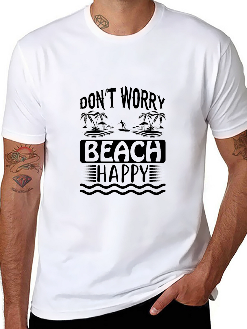 Dont Worry Beach Happy Black T-Shirt