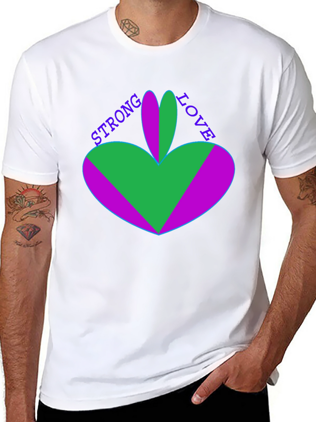 Strong Love Graphic Tee - Unique Heart Design