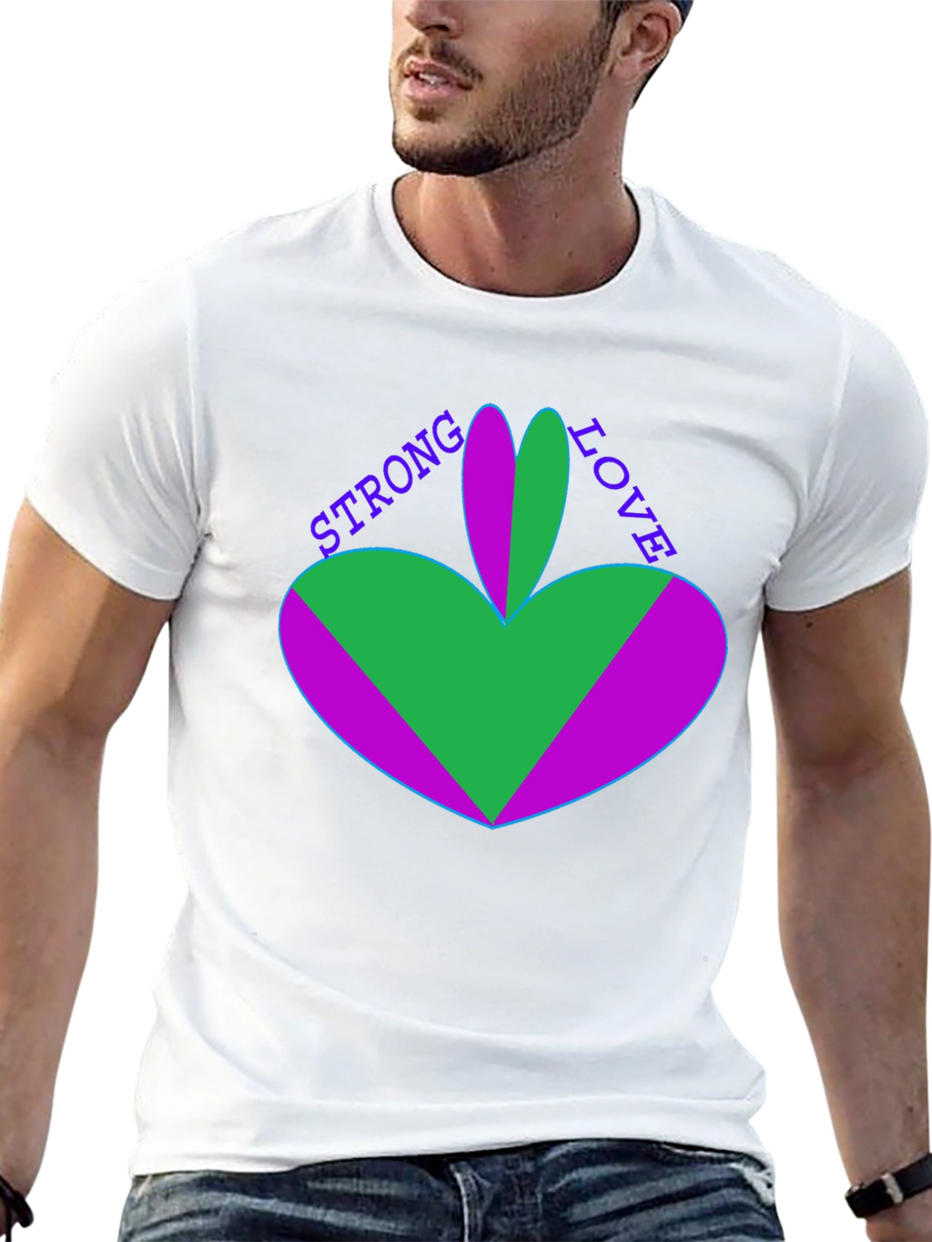 Strong Love Graphic Tee - Unique Heart Design