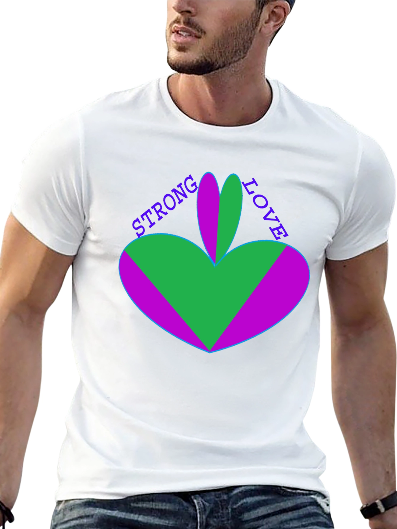 Strong Love Graphic Tee - Unique Heart Design