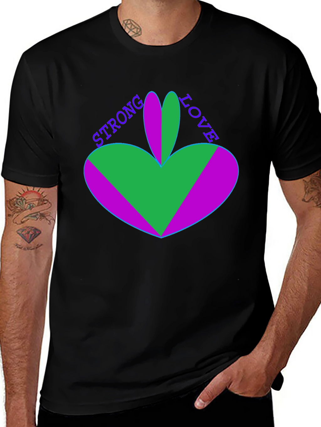 Strong Love Graphic Tee - Unique Heart Design