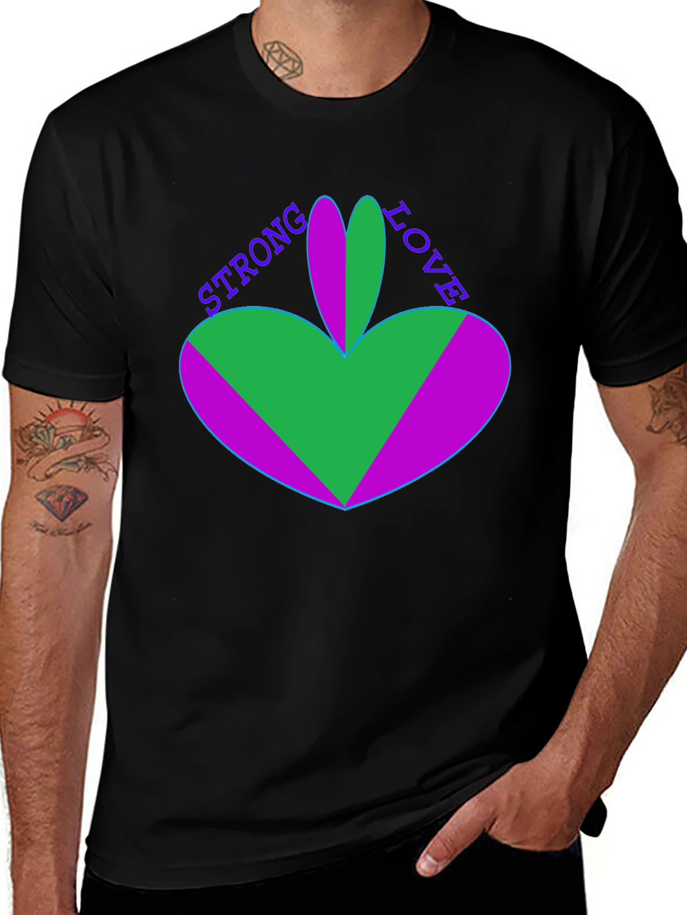 Strong Love Graphic Tee - Unique Heart Design