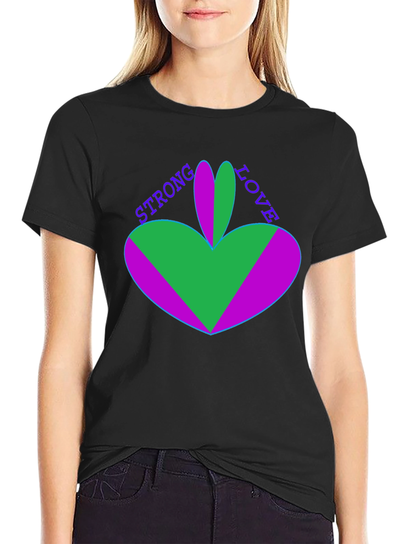 Strong Love Graphic Tee - Unique Heart Design