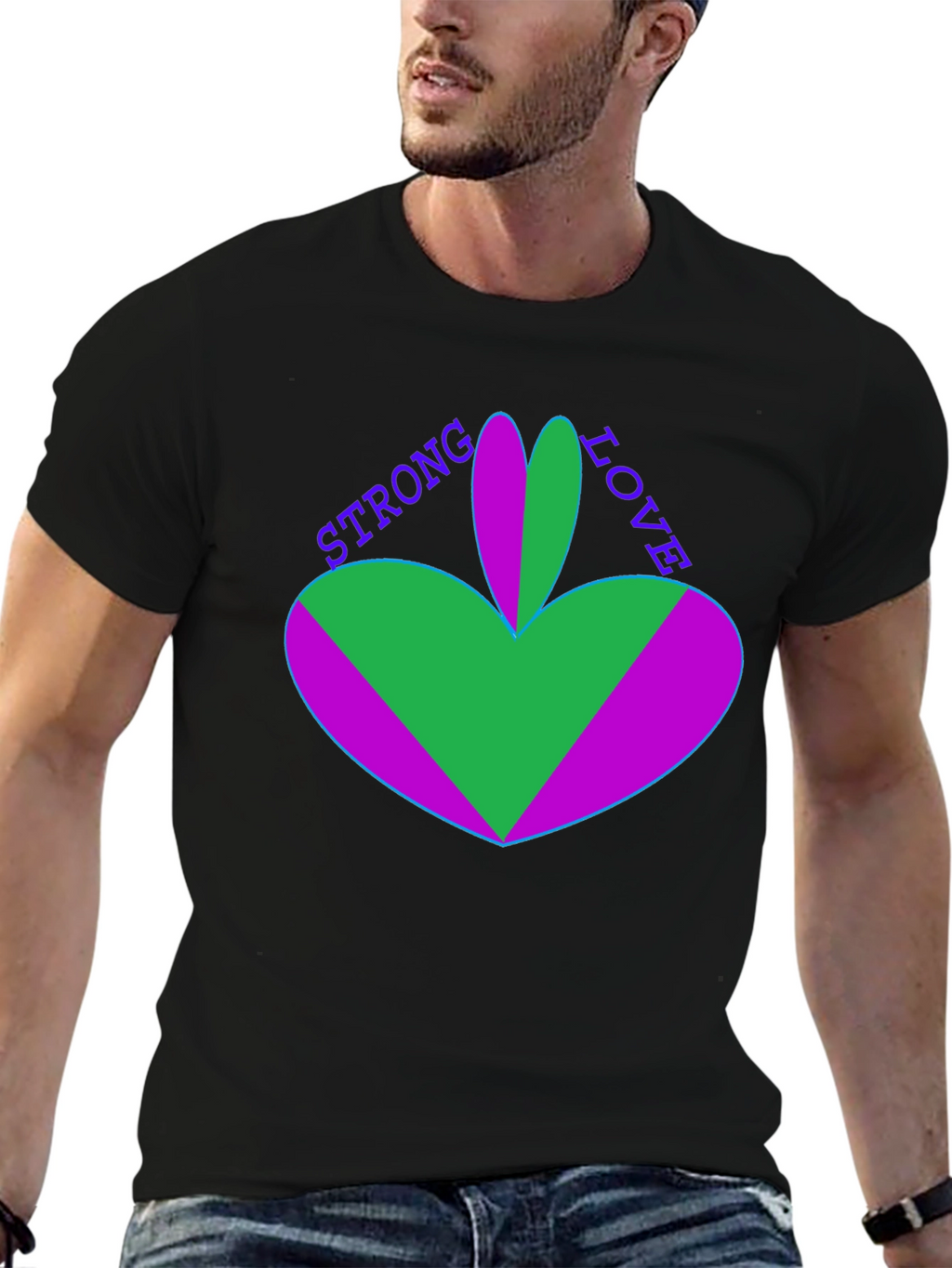 Strong Love Graphic Tee - Unique Heart Design