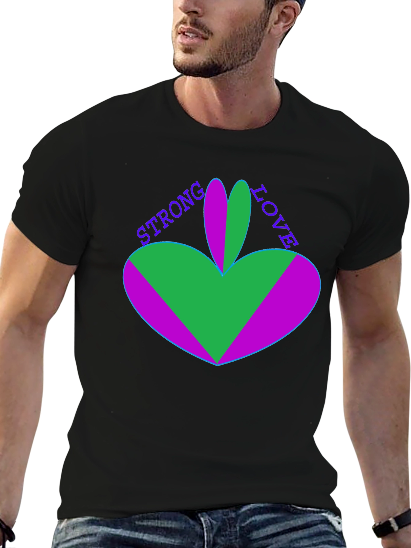 Strong Love Graphic Tee - Unique Heart Design