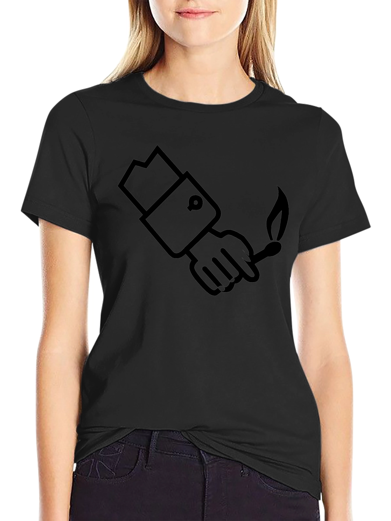 Graphic Tee: Hand Holding a Lit Match
