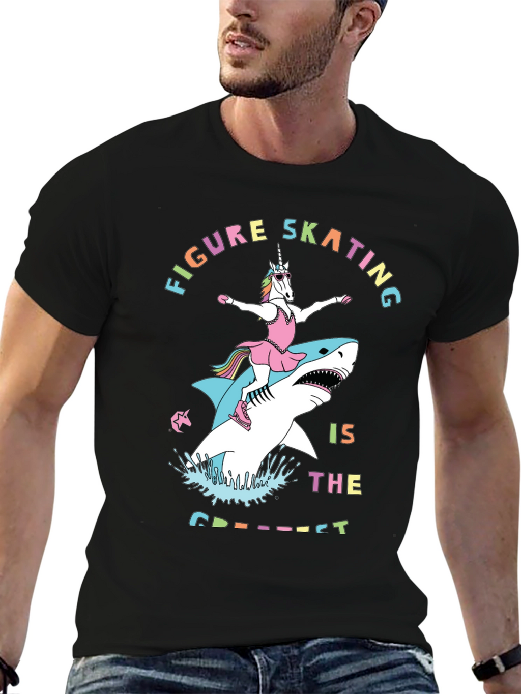 Unicorn Shark Figure Skating Graphic Tee