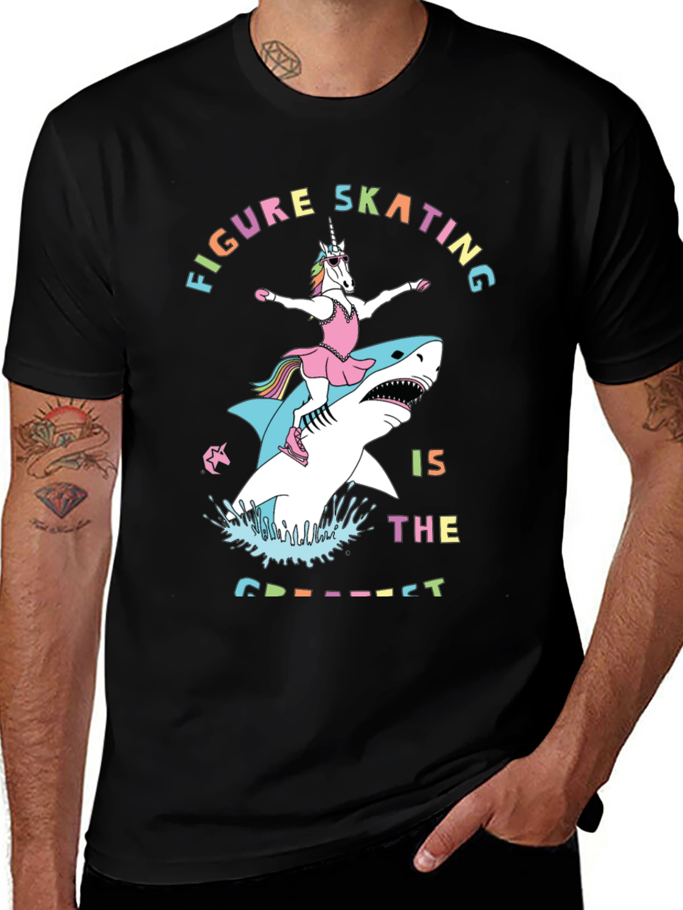 Unicorn Shark Figure Skating Graphic Tee