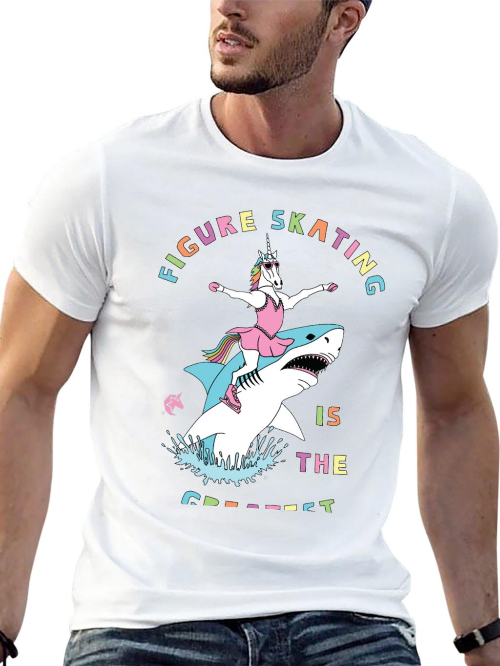 Unicorn Shark Figure Skating Graphic Tee