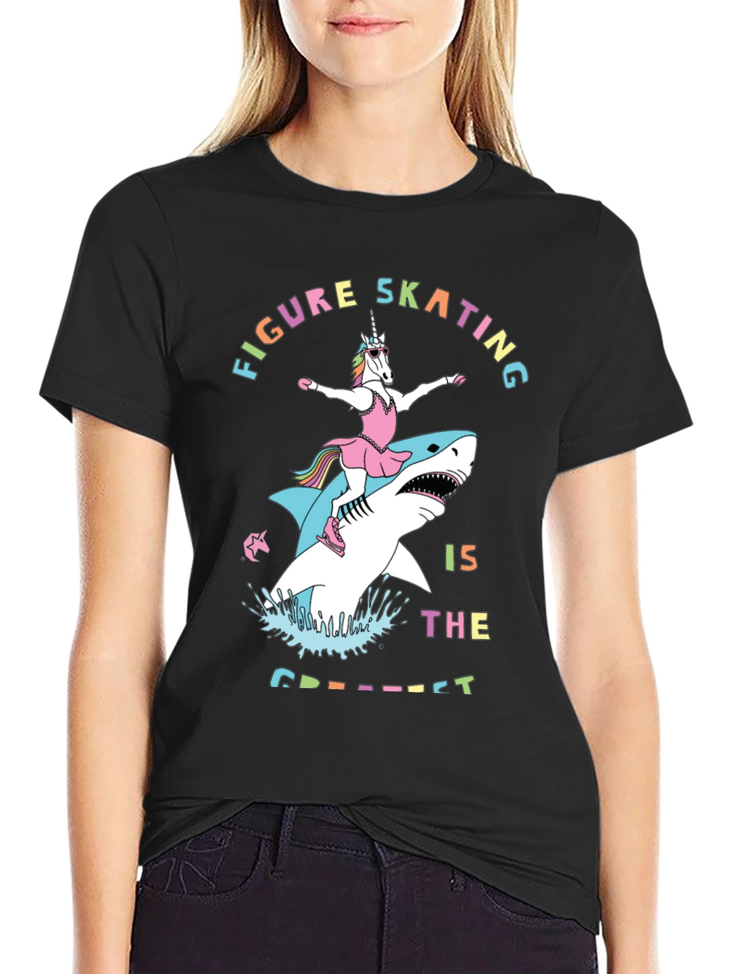 Unicorn Shark Figure Skating Graphic Tee