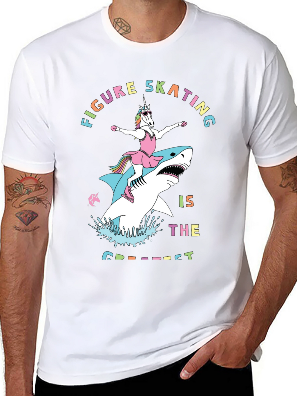 Unicorn Shark Figure Skating Graphic Tee